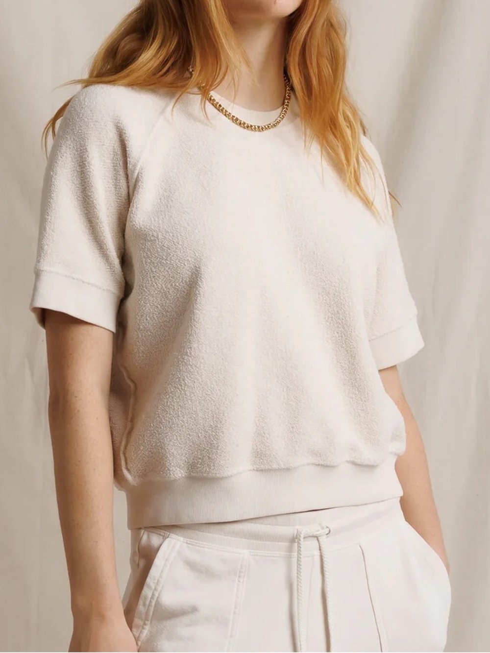 perfectwhitetee - ziggy short sleeve
reverse fleece short sleeve crew neck sweat